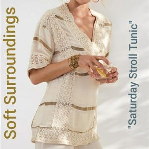 Soft Surroundings Cream and Tan Tunic